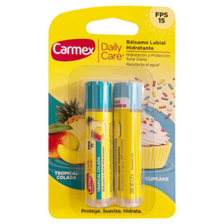 Carmex Pack Dos Bálsamos Labiales Tropical Colada Y Cupcake
